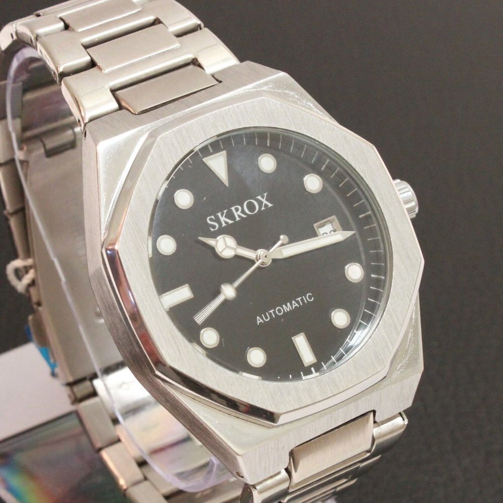 Men's Integrated Bracelet Sports Watch Automatic See Through Case back 41mm - Picture 5 of 12